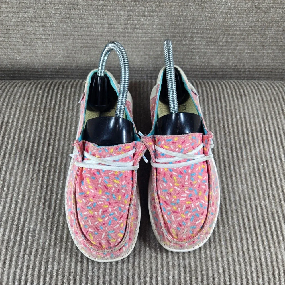 Hey Dude Kids Youth‎ Size 3 Pink Sprinkles Wendy Slip On Loafer Shoes 130125837